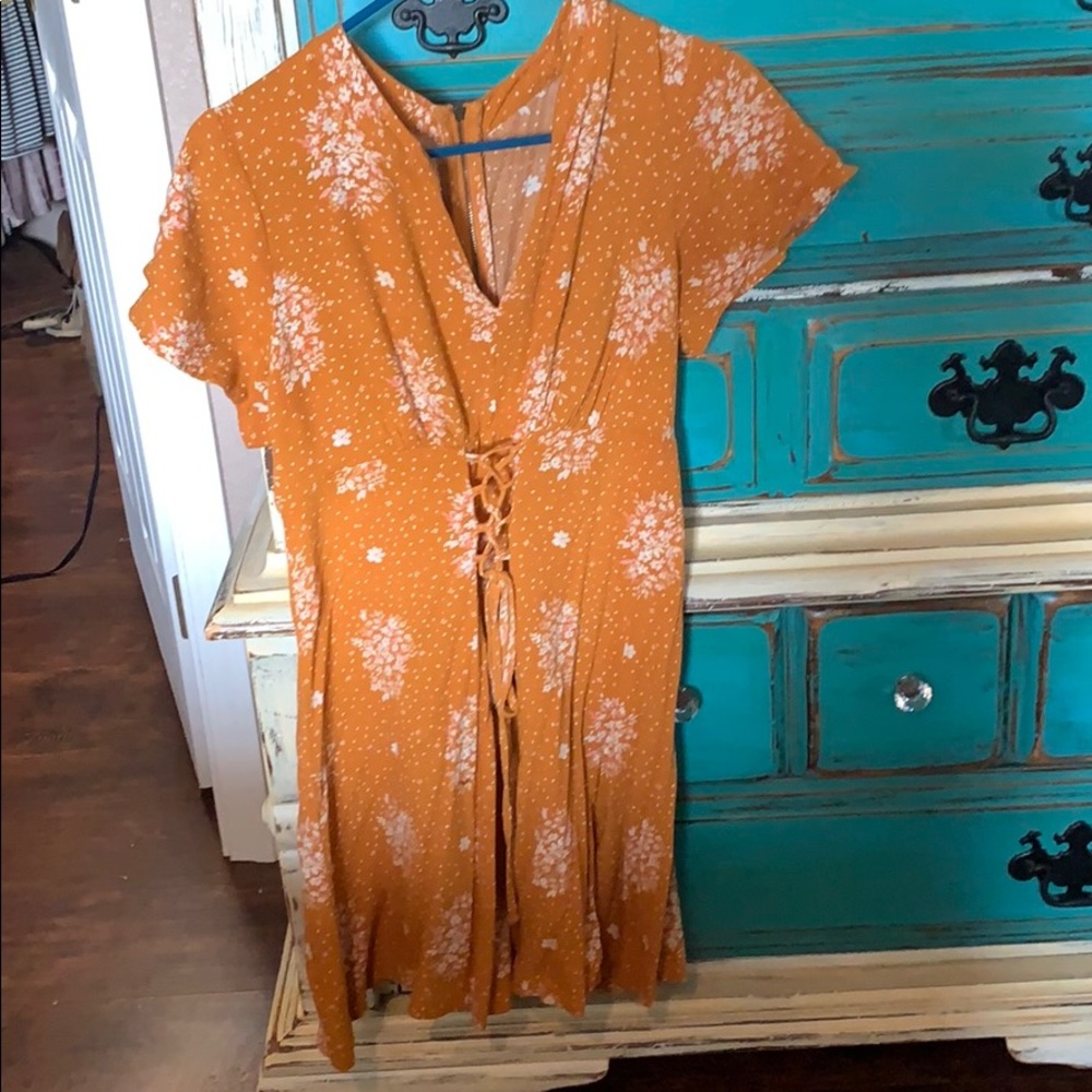 Small floral mustard dress
